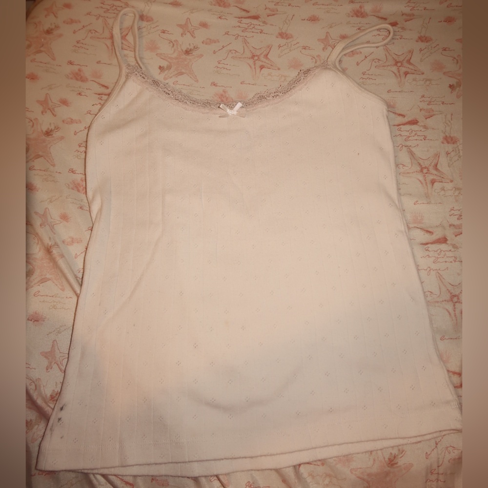 Brandy Melville Cream Lace Trim Cami Top